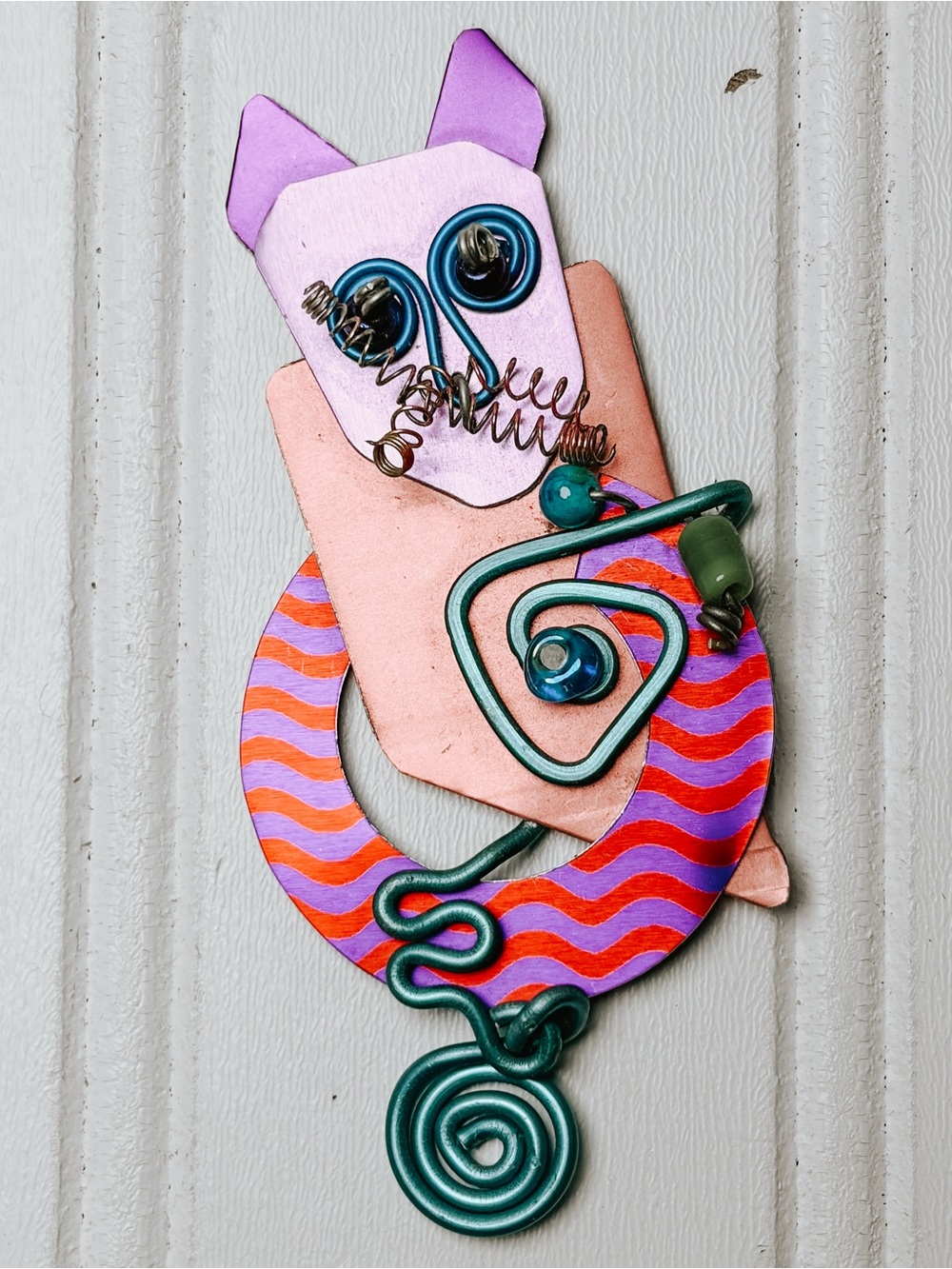 Vintage Mixed Media Cat Brooch | SEE DESCRIPTION